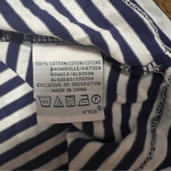 Polo Ralph Lauren Men’s Striped Navy and White T-Shirt with Red Trim Large - Picture 6 of 10